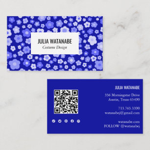 Sweet Daisies Floral QR Code Social Media Chic Business Card