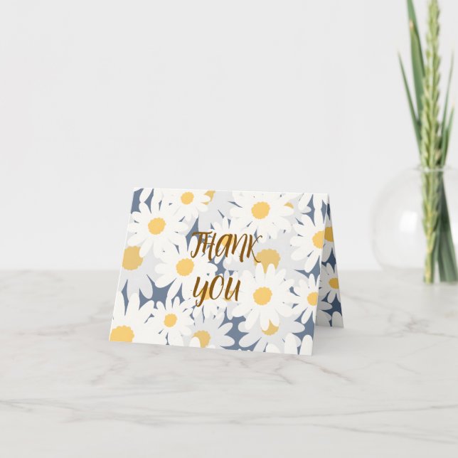 Sweet Daisy Floral Pattern Thank You Card (Front)