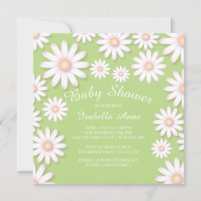 Sweet Daisy Neutral Baby Shower Invitation (Front)