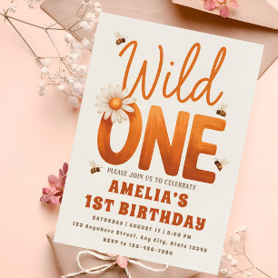 Sweet Daisy Wild One 1st Birthday Party Photo Invitation