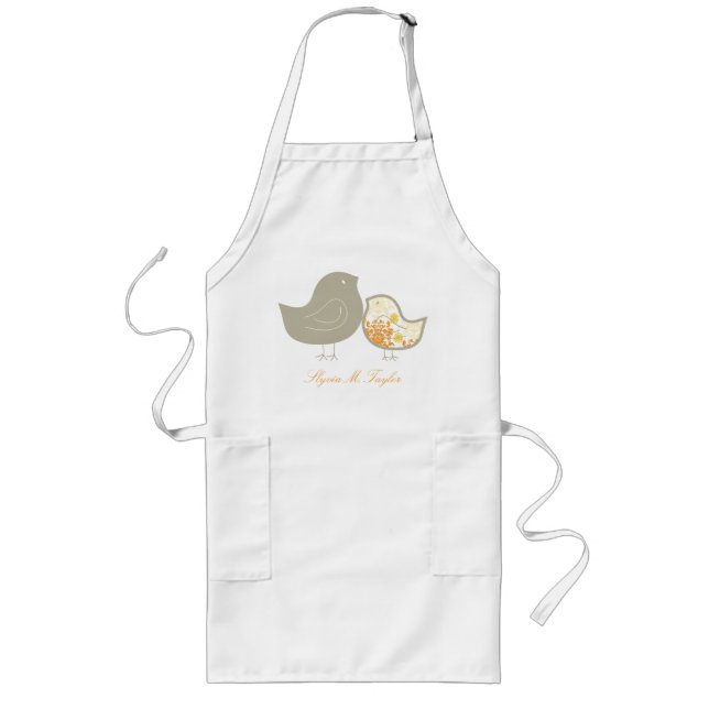 Sweet Damask Chicks Yellow Custom Gift Apron (Front)