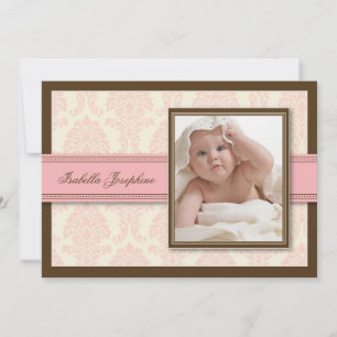 Sweet Damask Chocolate Birth Announcement (pink)
