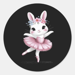 Sweet Dancing Ballerina Bunny Ballet Rabbit Girl E Classic Round Sticker