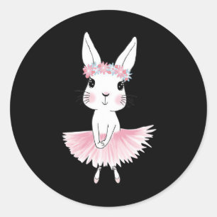 Sweet Dancing Ballerina Bunny Ballet Rabbit Girl F Classic Round Sticker