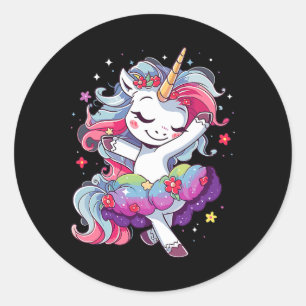 Sweet Dancing Ballerina Unicorn Ballet Unicorn Gir Classic Round Sticker