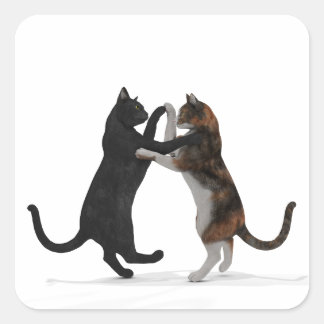 Sweet Dancing Cats Square Sticker