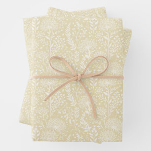 Sweet Dandelion Neutral - Golden Wheat Wrapping Paper Sheet