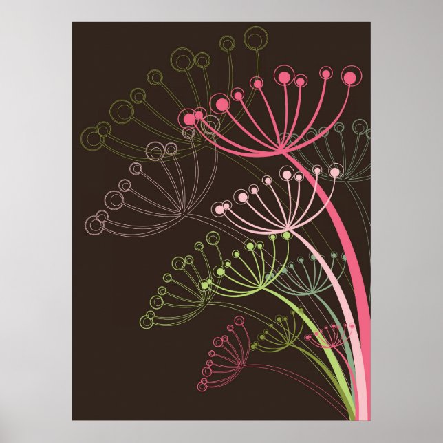 Sweet Dandelions Pink Floral Flower Poster (Front)