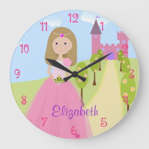 Sweet Dark Blonde Princess Personalised Large Clock