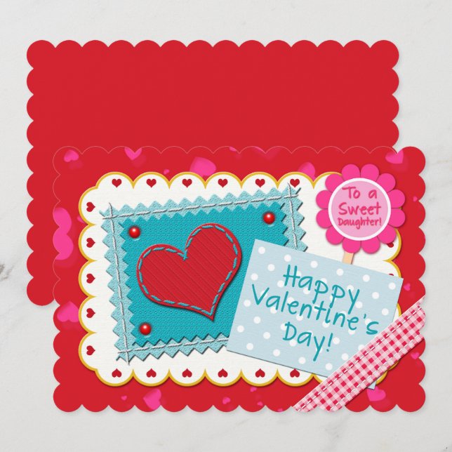 Sweet Daughter Valentine Patchwork Heart Style (Front/Back)