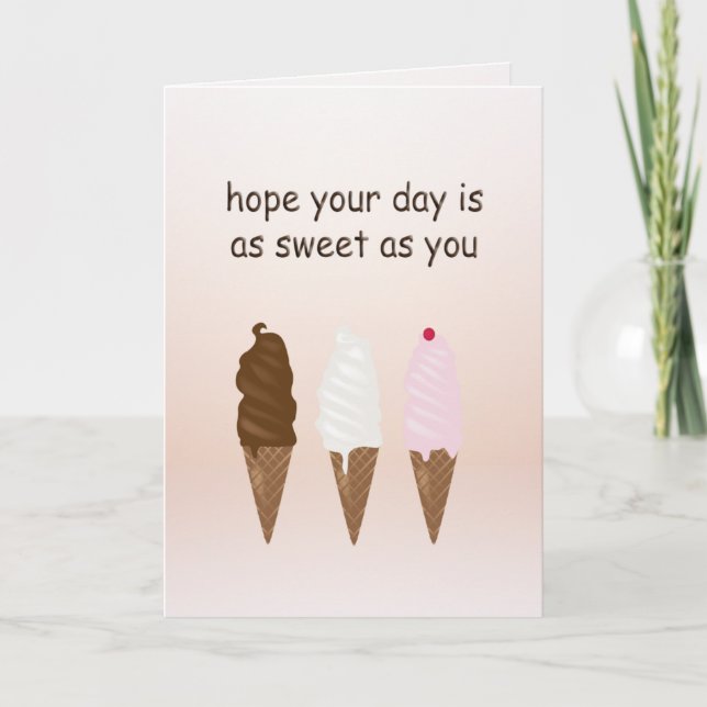 Sweet Day Ice Cream Custom Greeting Card (Front)
