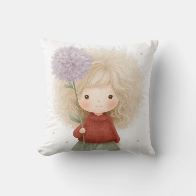 Sweet Daydream – Whimsical Girl Pillow (Front)