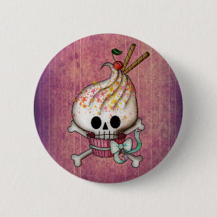 Sweet & Deadly  Skull Cupcake 6 Cm Round Badge