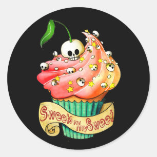 Sweet & Deadly Skull Cupcake Classic Round Sticker