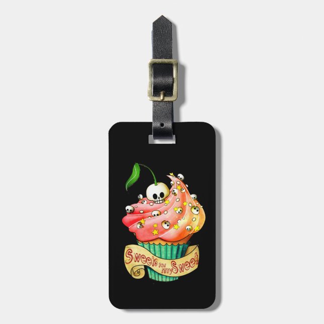 Sweet & Deadly  Skull Cupcake Luggage Tag (Front Vertical)