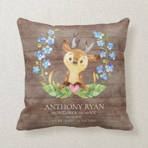 Sweet Deer Baby Birth Stats Pillow
