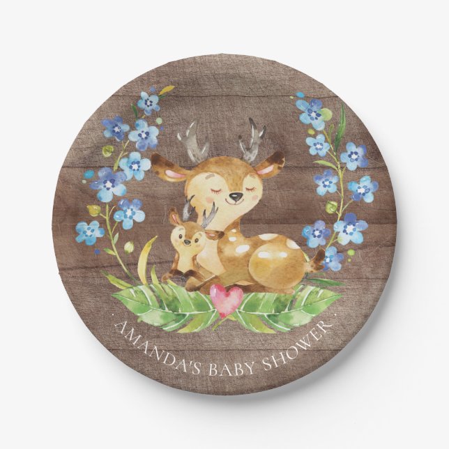 Sweet Deer Baby Shower 7" Plate (Front)