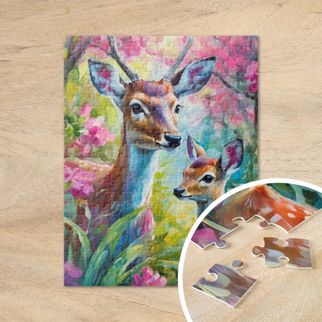 Sweet Deer Colourful Modern Abstract Art Jigsaw Puzzle (Creator Uploaded)