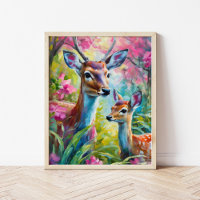 Sweet Deer Colourful Modern Abstract Art