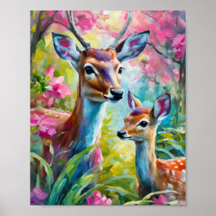Sweet Deer Colourful Modern Abstract Art Poster