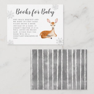 Sweet Deer Grey Winter Baby Shower Book Request Enclosure Card