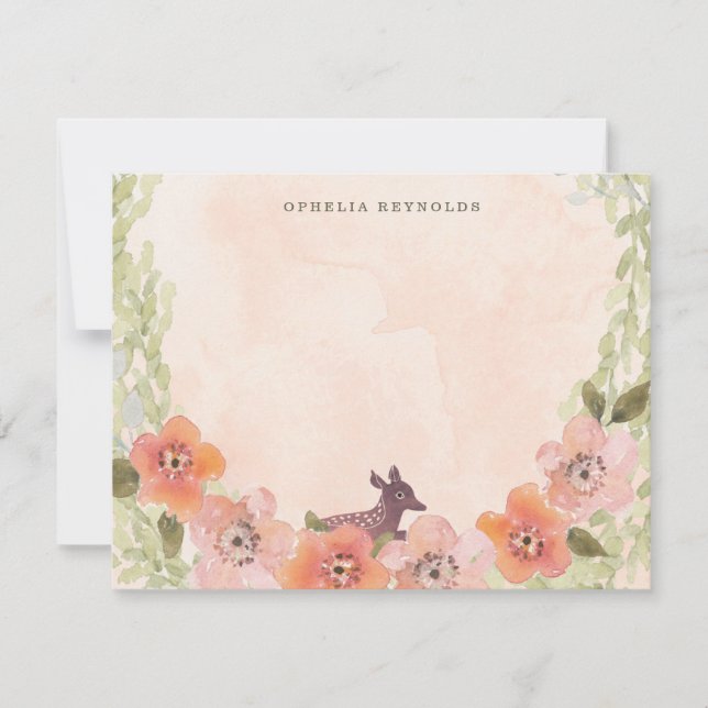 Sweet Deer in Flowers Card (Front)