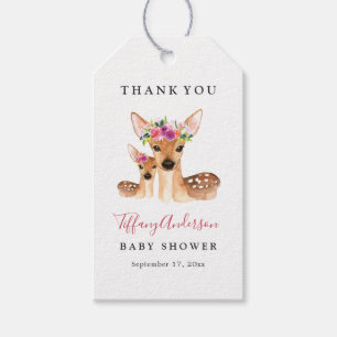 Sweet Deer Mum And Baby Floral Baby Shower Tags