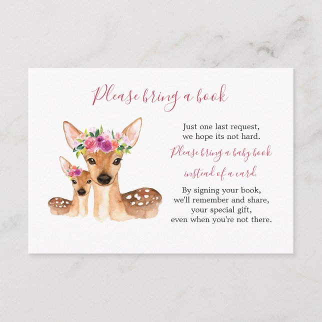 Sweet Deer Mum And Baby Shower Book Card (Front)