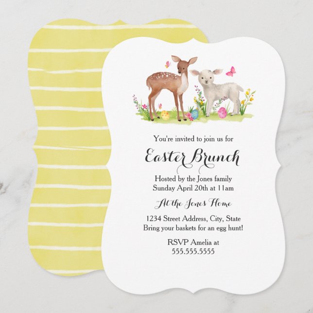 Sweet Deer Sheep Easter Brunch Invitation (Front/Back)