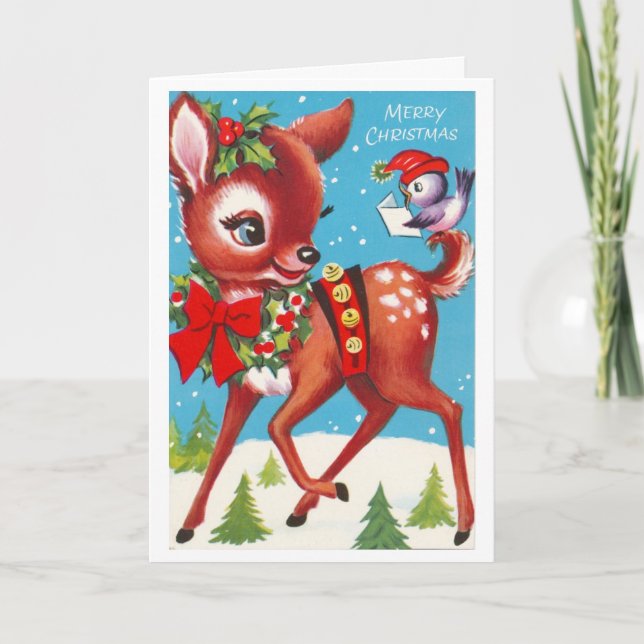 Sweet Deer Vintage Card (Front)