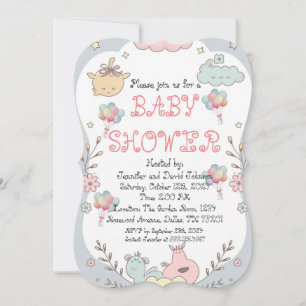 Sweet Delicate Balloon Baby Shower Invitation
