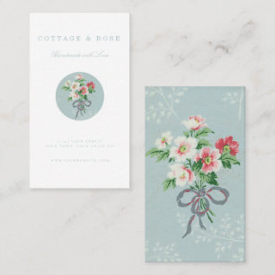 Sweet Delicate Shabby Cottage Blue Floral Bouquet Business Card