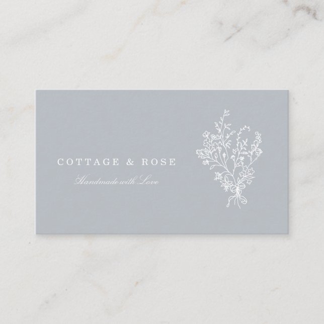Sweet Delicate Shabby Cottage White Floral Bouquet Business Card (Front)
