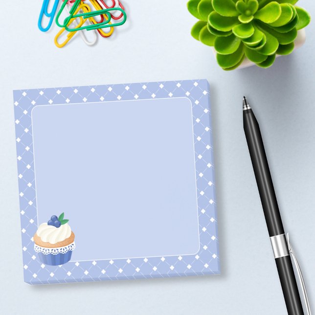 Sweet Delicious Blueberry Cupcake Blue Post-it Notes (Creator Uploaded)