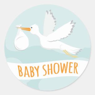 Sweet Delivery Stork Baby Shower Sticker