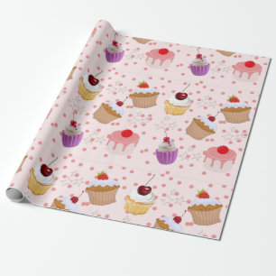 sweet deserts patterns wrapping paper