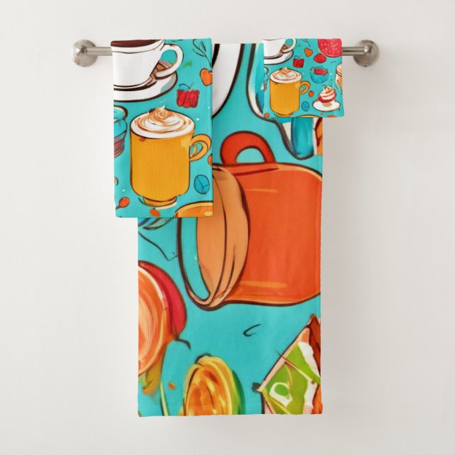 Sweet Dessert & Drink Art Bath Towel Set (Insitu)