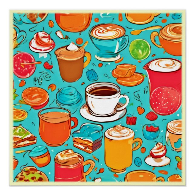 Sweet Dessert & Drink Art Poster (Front)