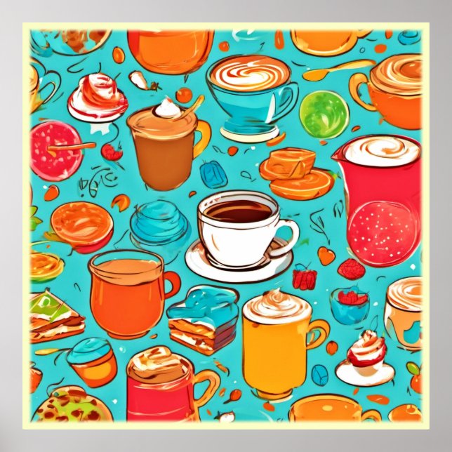 Sweet Dessert & Drink Art Poster (Front)
