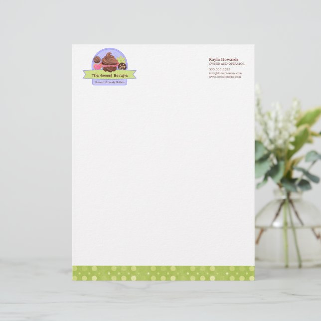 Sweet Desserts Bakery Personalised Letterhead (Standing Front)