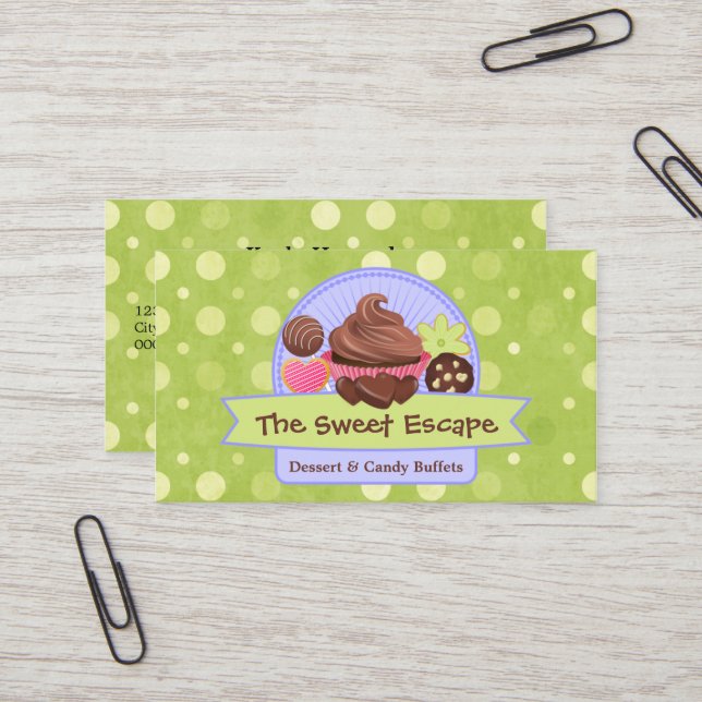 Sweet Desserts Business Card (Front/Back In Situ)