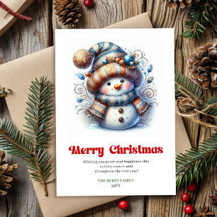 Sweet digital cartoon snowman festive greeting holiday card
