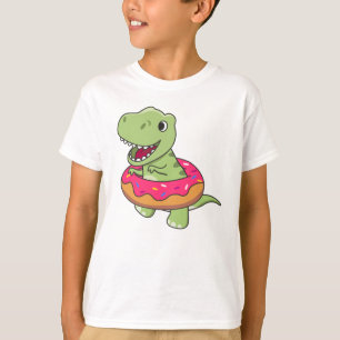 Sweet Dino T-Rex Funny Animals In Doughnut Pink T-Shirt