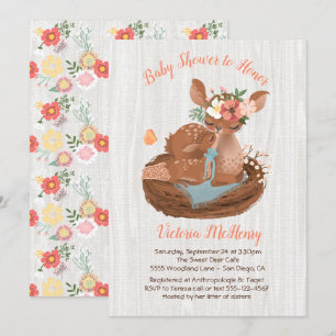 Sweet doe and Momma Deer Baby shower Invitations
