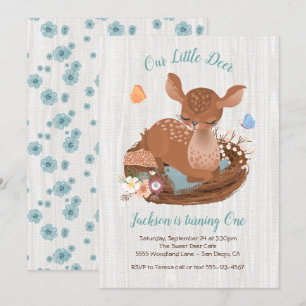 Sweet doe Deer Birthday Party Invitations