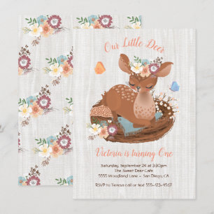 Sweet doe Deer Birthday Party Invitations