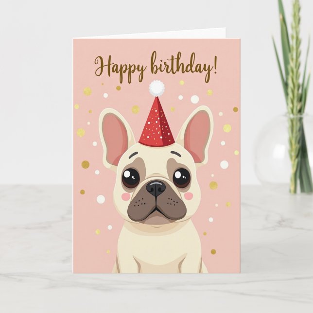 Sweet Dog Hat Birthday Card (Front)