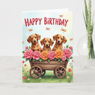 Sweet Dog Wagon Birthday Card