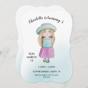 Sweet Doll Watercolor Hand-painted Holiday Card