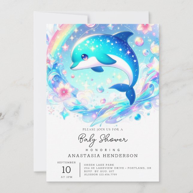 Sweet Dolphin Baby Shower Invitation (Front)